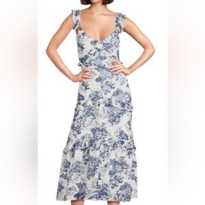 o.p.t Ingrid Floral Ruffle Midi Dress